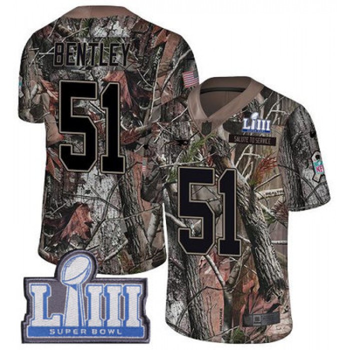 #51 Limited Ja'Whaun Bentley Camo Nike NFL Youth Jersey New England Patriots Rush Realtree Super Bowl LIII Bound