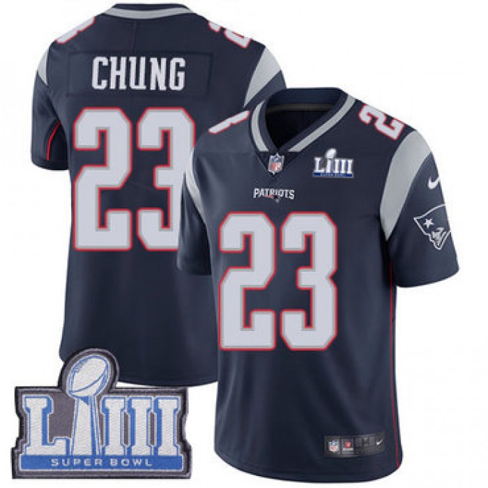 #23 Limited Patrick Chung Navy Blue Nike NFL Home Youth Jersey New England Patriots Vapor Untouchable Super Bowl LIII Bound
