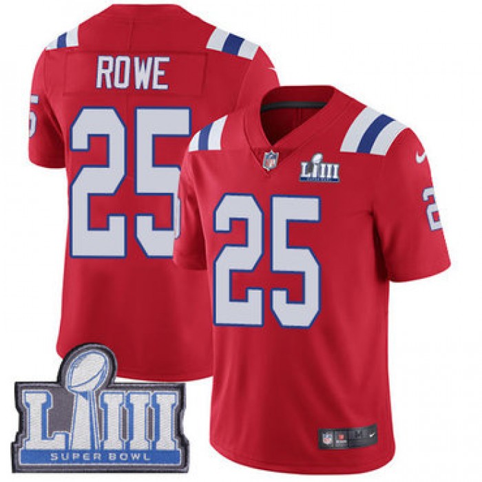 #25 Limited Eric Rowe Red Nike NFL Alternate Youth Jersey New England Patriots Vapor Untouchable Super Bowl LIII Bound