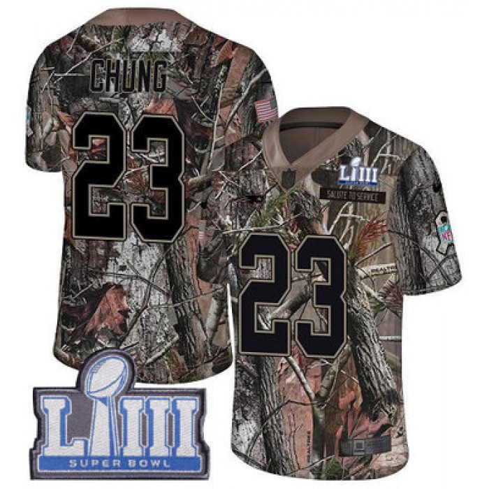 #23 Limited Patrick Chung Camo Nike NFL Youth Jersey New England Patriots Rush Realtree Super Bowl LIII Bound