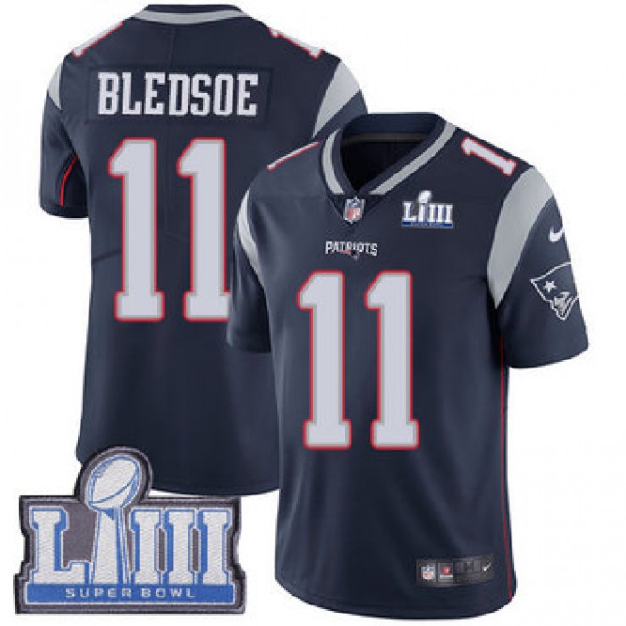 Youth New England Patriots #11 Drew Bledsoe Navy Blue Nike NFL Home Vapor Untouchable Super Bowl LIII Bound Limited Jersey