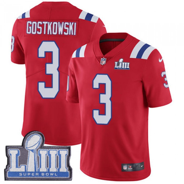 Youth New England Patriots #3 Stephen Gostkowski Red Nike NFL Alternate Vapor Untouchable Super Bowl LIII Bound Limited Jersey