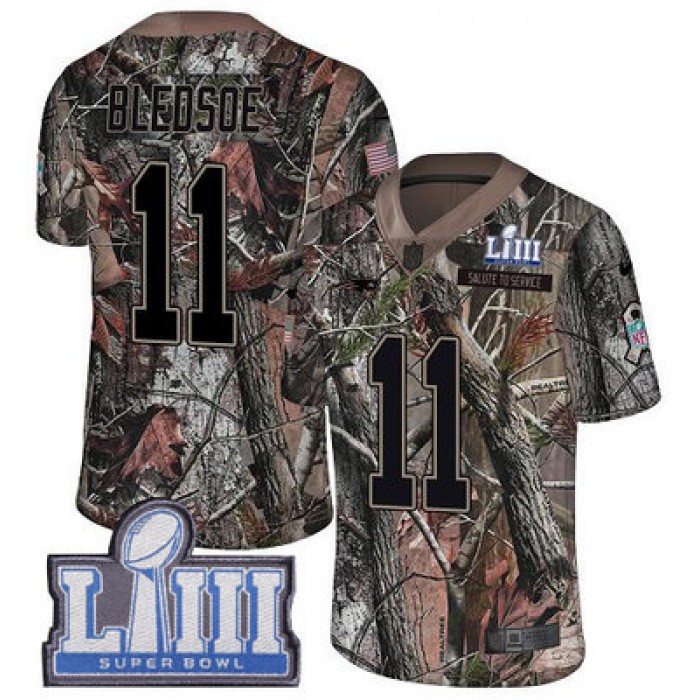 #11 Limited Drew Bledsoe Camo Nike NFL Youth Jersey New England Patriots Rush Realtree Super Bowl LIII Bound