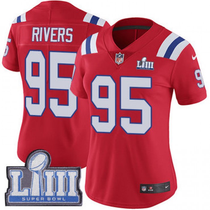 #95 Limited Derek Rivers Red Nike NFL Alternate Women's Jersey New England Patriots Vapor Untouchable Super Bowl LIII Bound