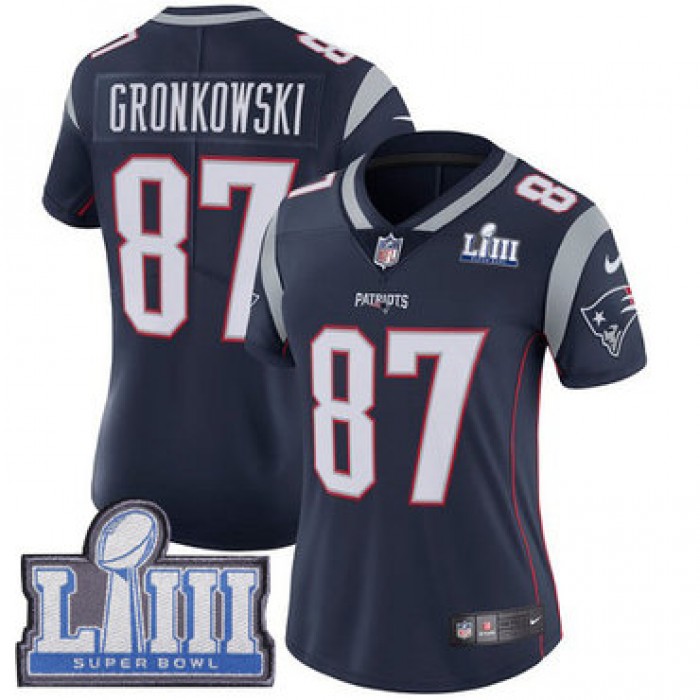 Women's New England Patriots #87 Rob Gronkowski Navy Blue Nike NFL Home Vapor Untouchable Super Bowl LIII Bound Limited Jersey