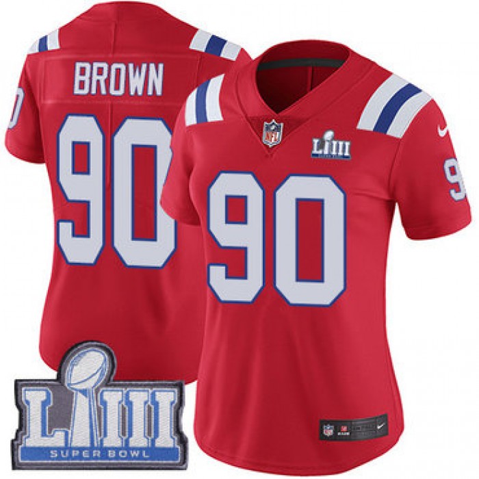 #90 Limited Malcom Brown Red Nike NFL Alternate Women's Jersey New England Patriots Vapor Untouchable Super Bowl LIII Bound