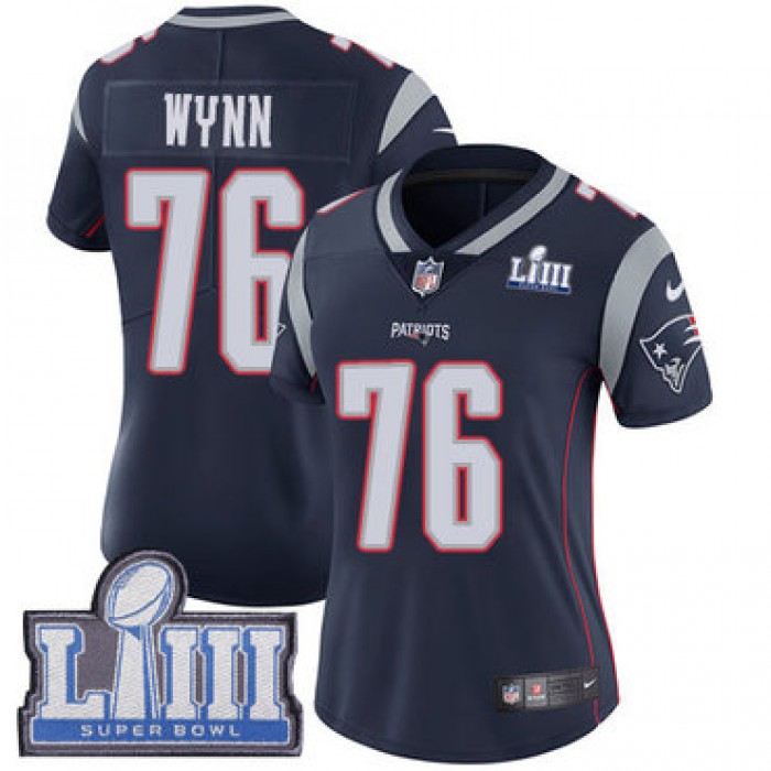 #76 Limited Isaiah Wynn Navy Blue Nike NFL Home Women's Jersey New England Patriots Vapor Untouchable Super Bowl LIII Bound