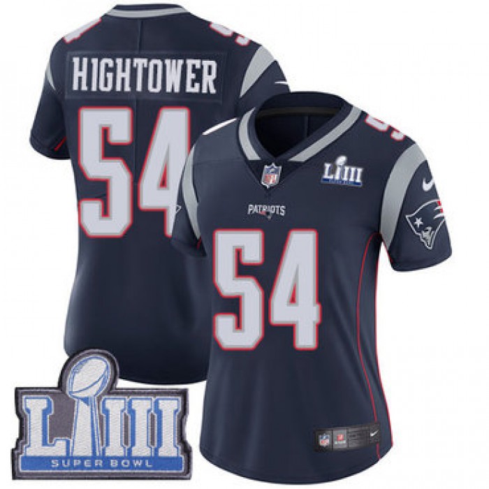 #54 Limited Dont'a Hightower Navy Blue Nike NFL Home Women's Jersey New England Patriots Vapor Untouchable Super Bowl LIII Bound