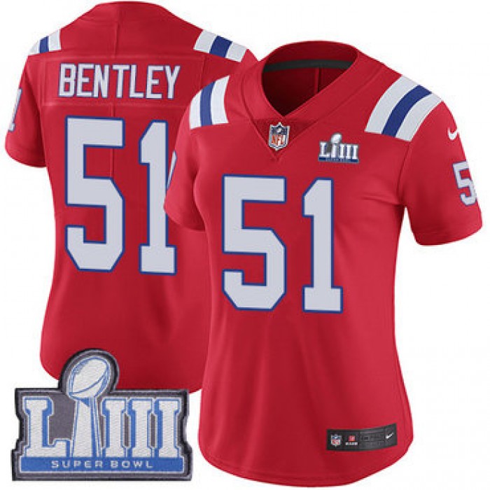 #51 Limited Ja'Whaun Bentley Red Nike NFL Alternate Women's Jersey New England Patriots Vapor Untouchable Super Bowl LIII Bound