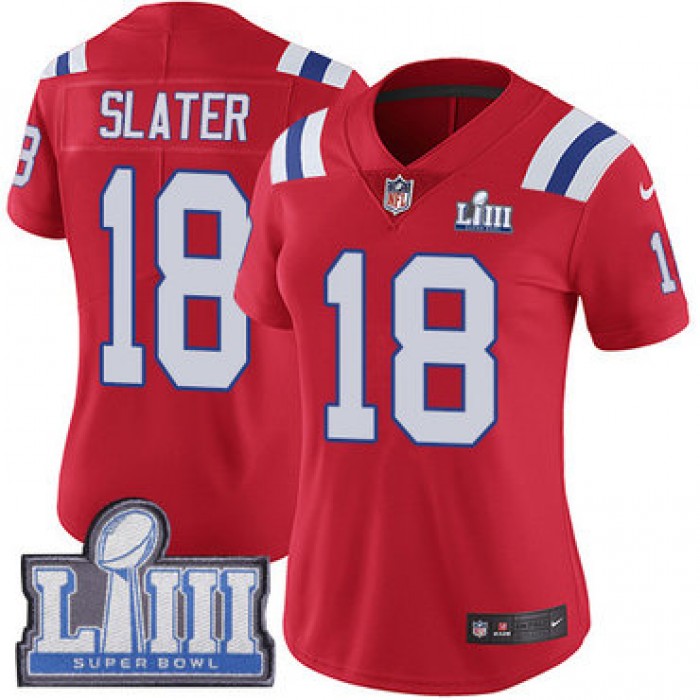 Women's New England Patriots #18 Matthew Slater Red Nike NFL Alternate Vapor Untouchable Super Bowl LIII Bound Limited Jersey