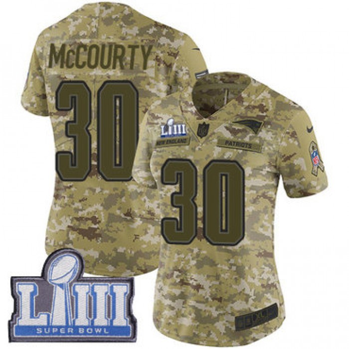 #30 Limited Jason McCourty Camo Nike NFL Women's Jersey New England Patriots 2018 Salute to Service Super Bowl LIII Bound