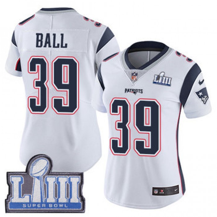 #39 Limited Montee Ball White Nike NFL Road Women's Jersey New England Patriots Vapor Untouchable Super Bowl LIII Bound
