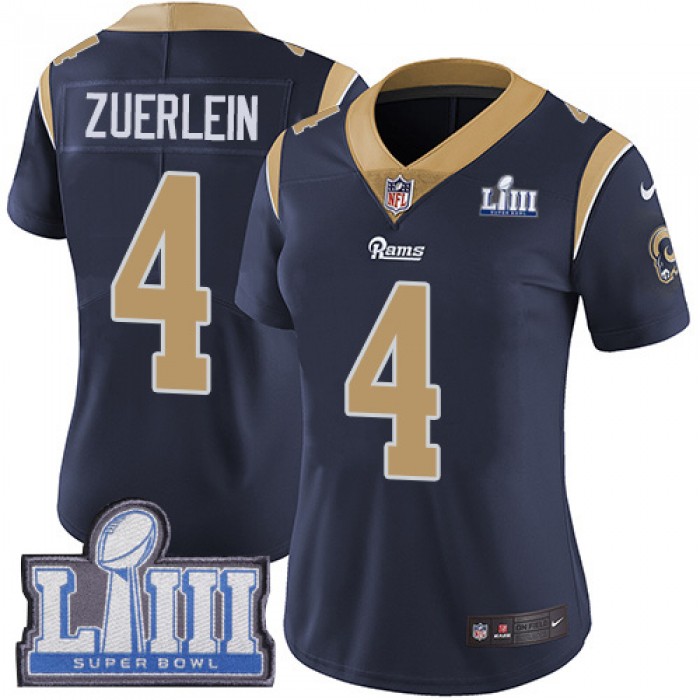 #4 Limited Greg Zuerlein Navy Blue Nike NFL Home Women's Jersey Los Angeles Rams Vapor Untouchable Super Bowl LIII Bound
