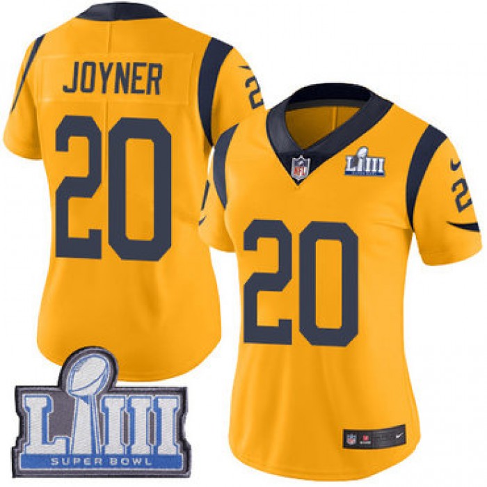 Women's Los Angeles Rams #20 Lamarcus Joyner Gold Nike NFL Rush Vapor Untouchable Super Bowl LIII Bound Limited Jersey