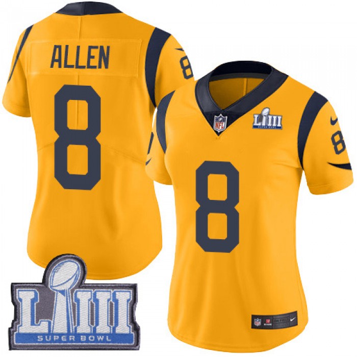 #8 Limited Brandon Allen Gold Nike NFL Women's Jersey Los Angeles Rams Rush Vapor Untouchable Super Bowl LIII Bound