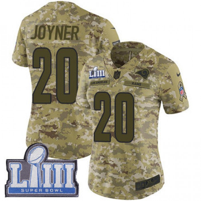 Women's Los Angeles Rams #20 Lamarcus Joyner Camo Nike NFL 2018 Salute to Service Super Bowl LIII Bound Limited Jersey