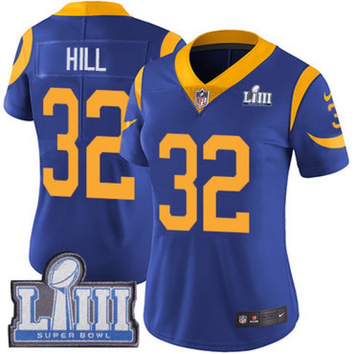 #32 Limited Troy Hill Royal Blue Nike NFL Alternate Women's Jersey Los Angeles Rams Vapor Untouchable Super Bowl LIII Bound