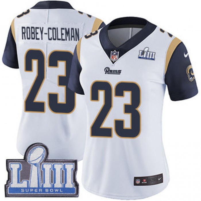 #23 Limited Nickell Robey-Coleman White Nike NFL Road Women's Jersey Los Angeles Rams Vapor Untouchable Super Bowl LIII Bound
