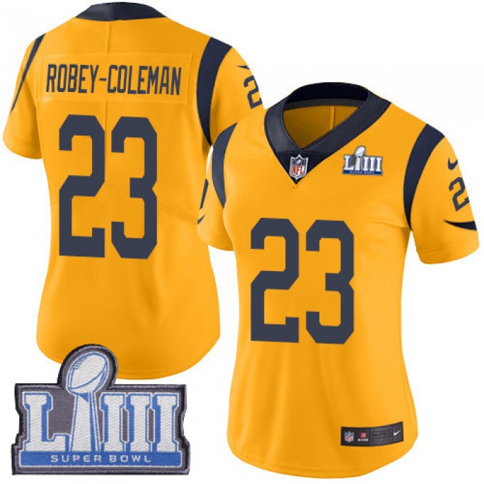 #23 Limited Nickell Robey-Coleman Gold Nike NFL Women's Jersey Los Angeles Rams Rush Vapor Untouchable Super Bowl LIII Bound