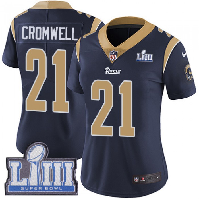 #21 Limited Nolan Cromwell Navy Blue Nike NFL Home Women's Jersey Los Angeles Rams Vapor Untouchable Super Bowl LIII Bound