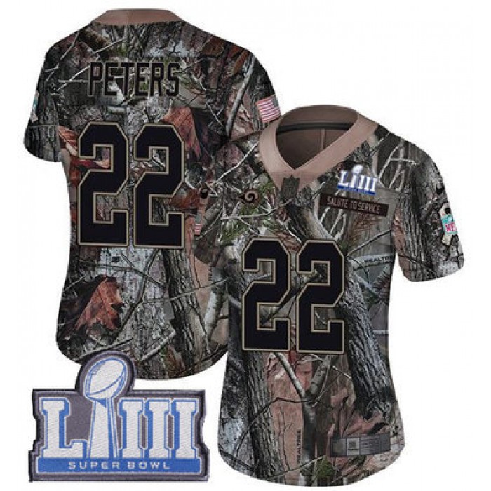 #22 Limited Marcus Peters Camo Nike NFL Women's Jersey Los Angeles Rams Rush Realtree Super Bowl LIII Bound