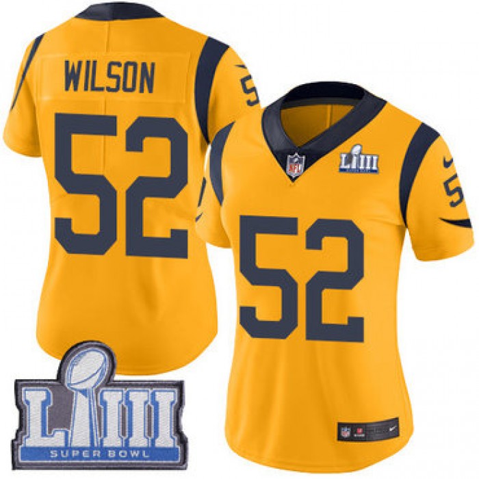 #52 Limited Ramik Wilson Gold Nike NFL Women's Jersey Los Angeles Rams Rush Vapor Untouchable Super Bowl LIII Bound