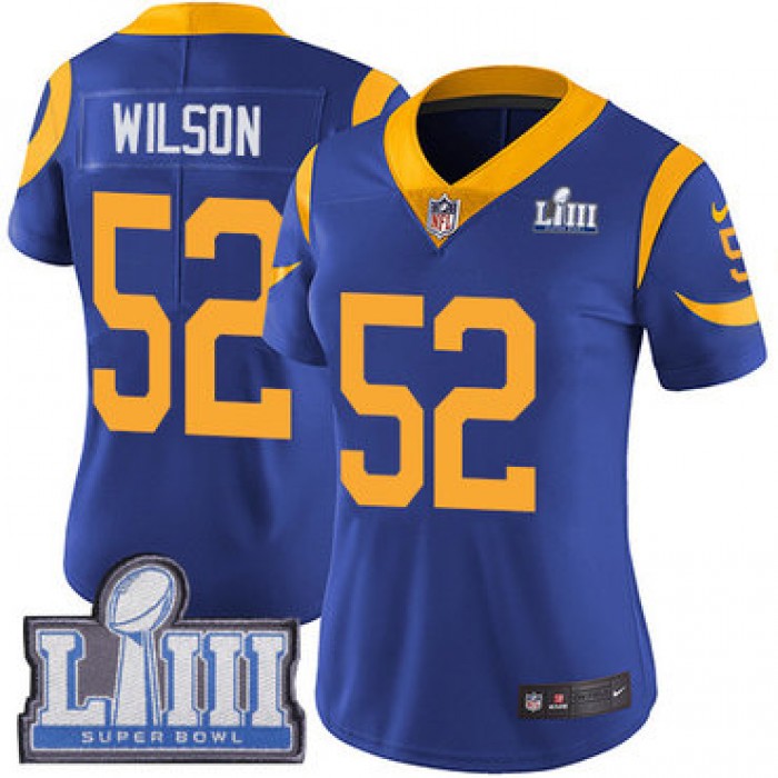 #52 Limited Ramik Wilson Royal Blue Nike NFL Alternate Women's Jersey Los Angeles Rams Vapor Untouchable Super Bowl LIII Bound