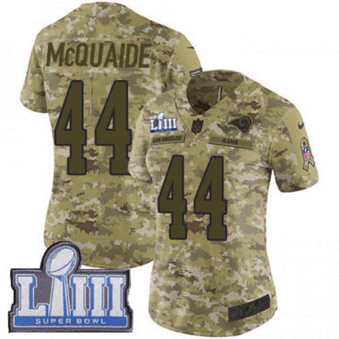 #44 Limited Jacob McQuaide Camo Nike NFL Women's Jersey Los Angeles Rams 2018 Salute to Service Super Bowl LIII Bound
