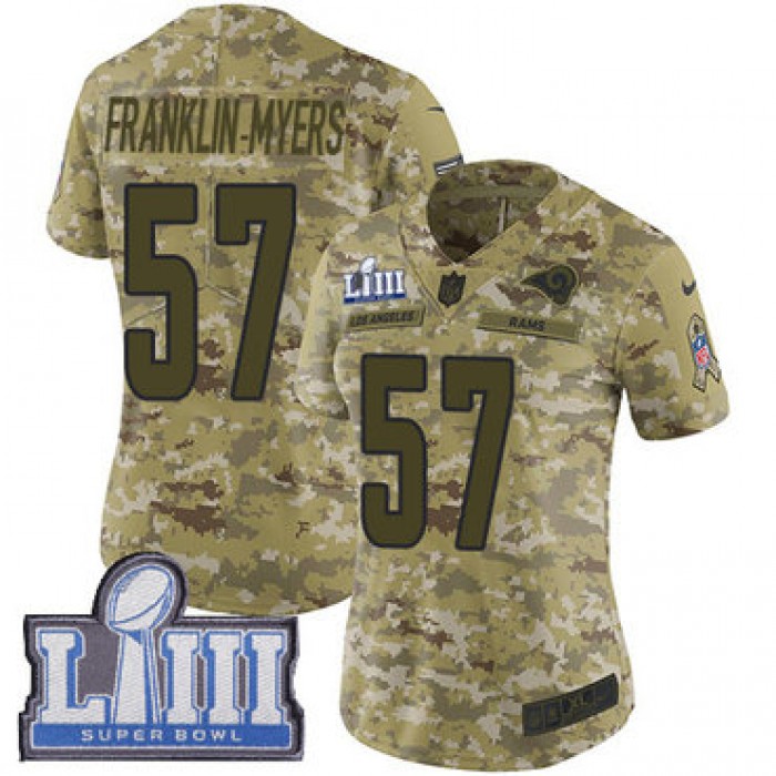 #57 Limited John Franklin-Myers Camo Nike NFL Women's Jersey Los Angeles Rams 2018 Salute to Service Super Bowl LIII Bound