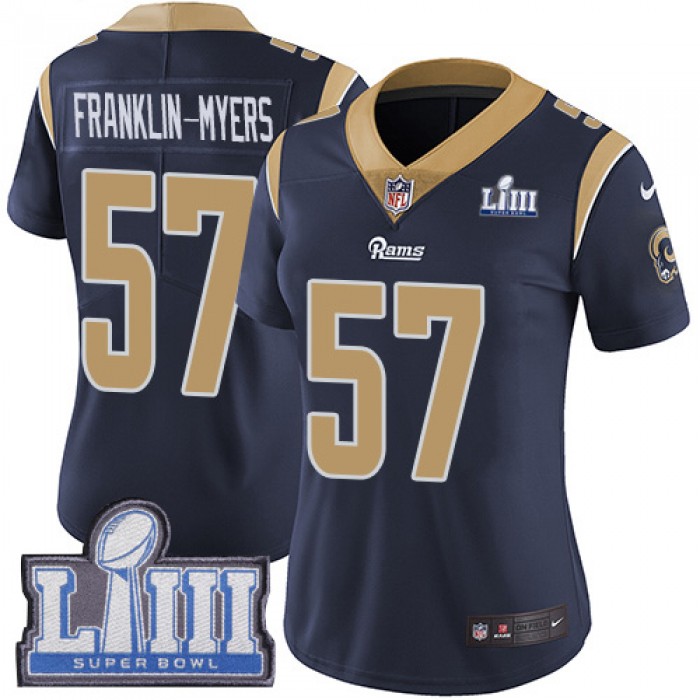 #57 Limited John Franklin-Myers Navy Blue Nike NFL Home Women's Jersey Los Angeles Rams Vapor Untouchable Super Bowl LIII Bound