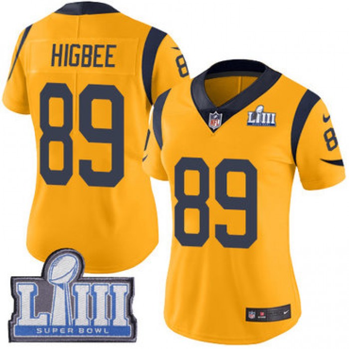 Women's Los Angeles Rams #89 Tyler Higbee Gold Nike NFL Rush Vapor Untouchable Super Bowl LIII Bound Limited Jersey