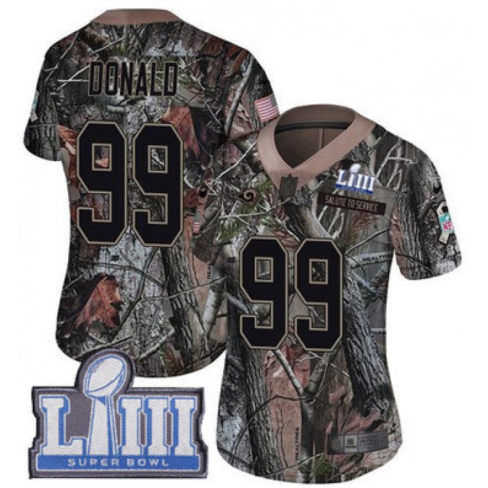 #99 Limited Aaron Donald Camo Nike NFL Women's Jersey Los Angeles Rams Rush Realtree Super Bowl LIII Bound