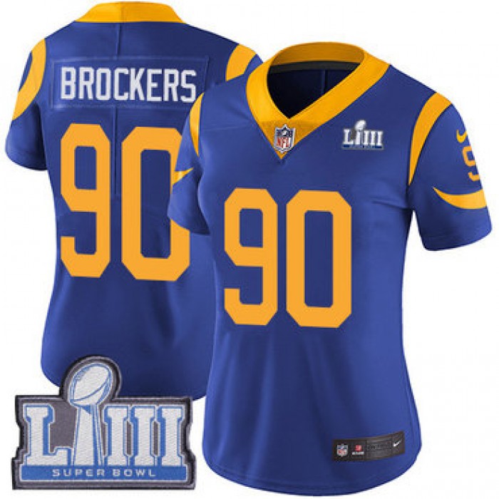 Women's Los Angeles Rams #90 Michael Brockers Royal Blue Nike NFL Alternate Vapor Untouchable Super Bowl LIII Bound Limited Jersey
