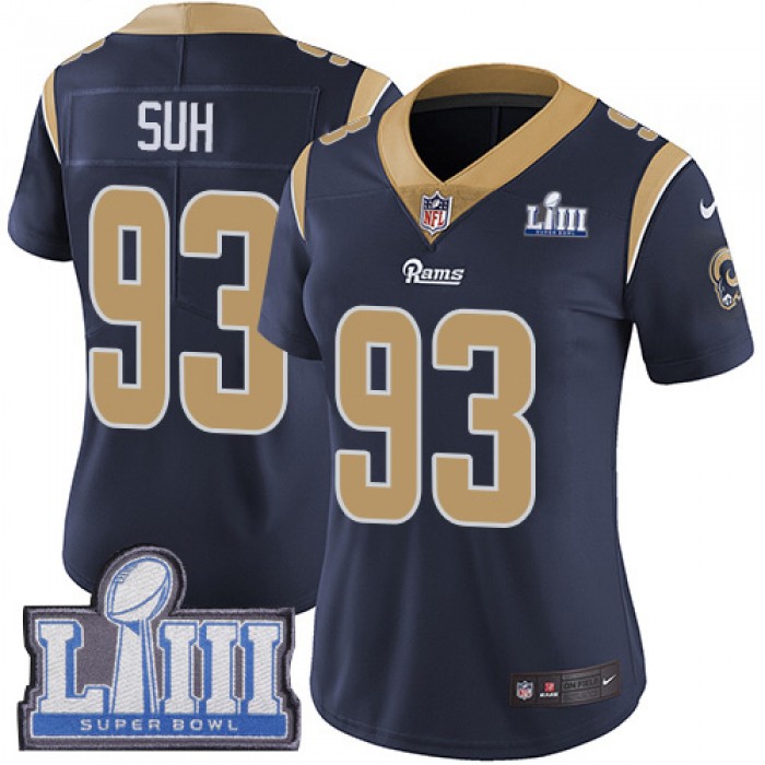 #93 Limited Ndamukong Suh Navy Blue Nike NFL Home Women's Jersey Los Angeles Rams Vapor Untouchable Super Bowl LIII Bound