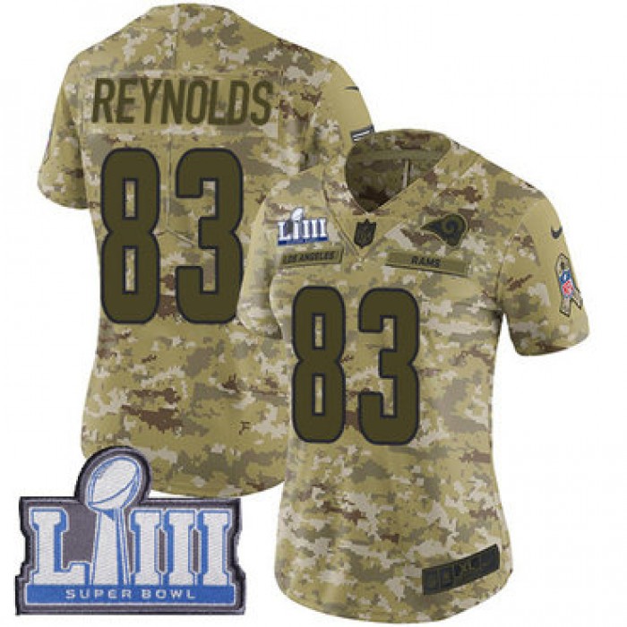 Women's Los Angeles Rams #83 Josh Reynolds Camo Nike NFL 2018 Salute to Service Super Bowl LIII Bound Limited Jersey