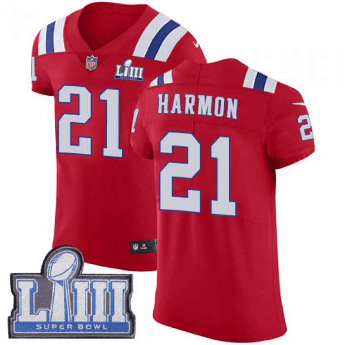 Men's New England Patriots #21 Duron Harmon Red Nike NFL Alternate Vapor Untouchable Super Bowl LIII Bound Elite Jersey