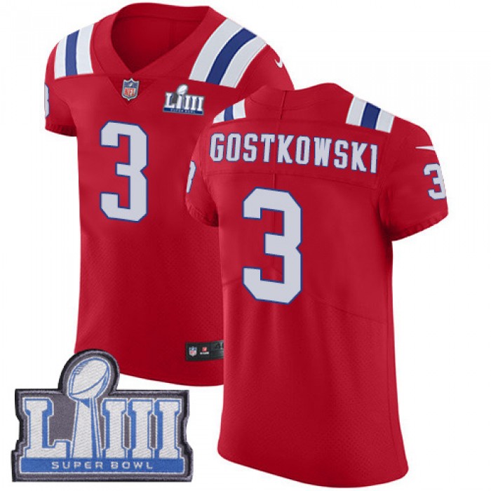 Men's New England Patriots #3 Stephen Gostkowski Red Nike NFL Alternate Vapor Untouchable Super Bowl LIII Bound Elite Jersey