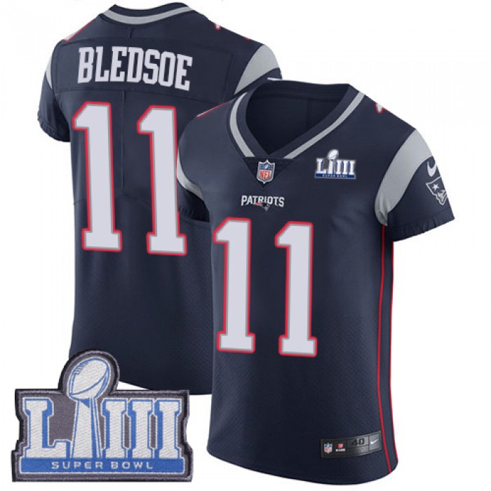 Men's New England Patriots #11 Drew Bledsoe Navy Blue Nike NFL Home Vapor Untouchable Super Bowl LIII Bound Elite Jersey