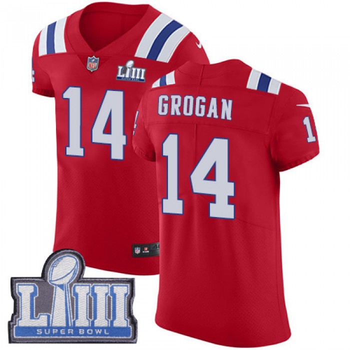 Men's New England Patriots #14 Steve Grogan Red Nike NFL Alternate Vapor Untouchable Super Bowl LIII Bound Elite Jersey