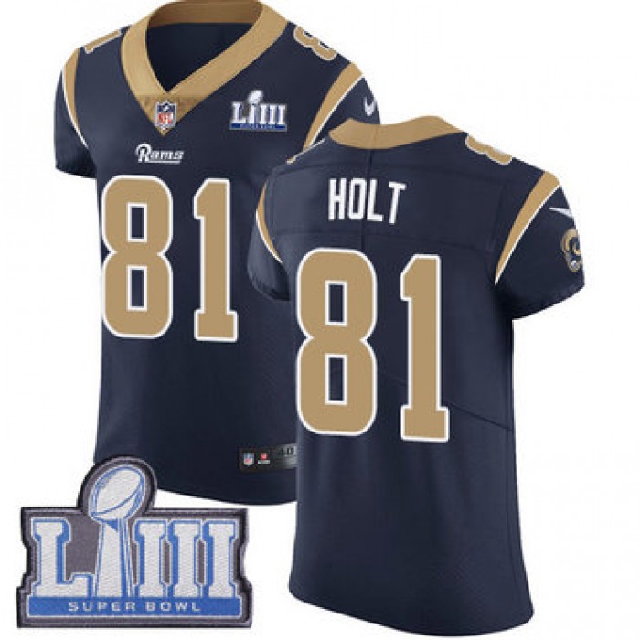 #81 Elite Torry Holt Navy Blue Nike NFL Home Men's Jersey Los Angeles Rams Vapor Untouchable Super Bowl LIII Bound