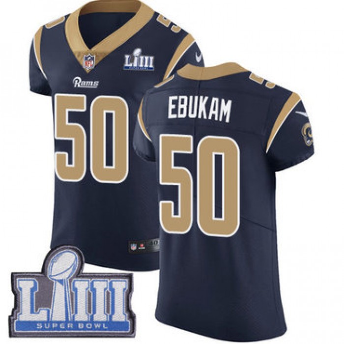 #50 Elite Samson Ebukam Navy Blue Nike NFL Home Men's Jersey Los Angeles Rams Vapor Untouchable Super Bowl LIII Bound