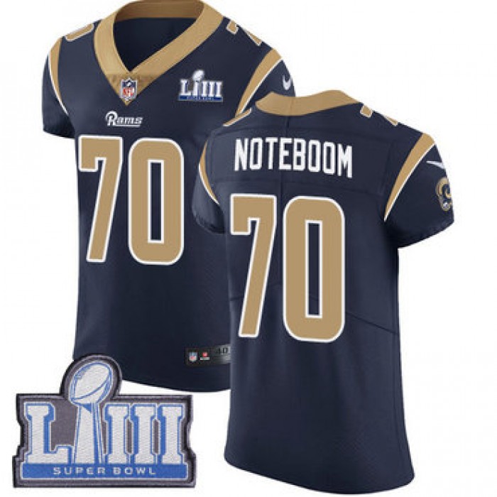 #70 Elite Joseph Noteboom Navy Blue Nike NFL Home Men's Jersey Los Angeles Rams Vapor Untouchable Super Bowl LIII Bound