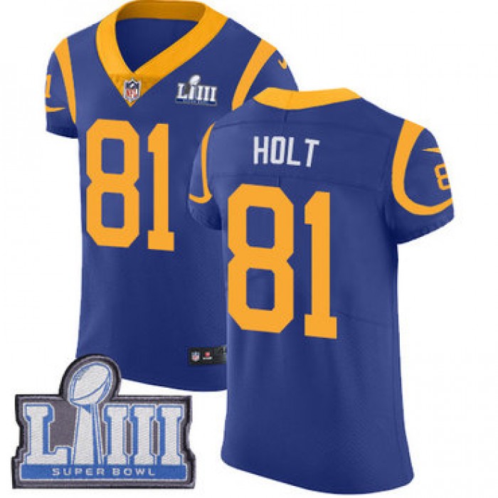 #81 Elite Torry Holt Royal Blue Nike NFL Alternate Men's Jersey Los Angeles Rams Vapor Untouchable Super Bowl LIII Bound