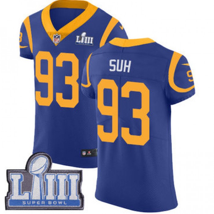 #93 Elite Ndamukong Suh Royal Blue Nike NFL Alternate Men's Jersey Los Angeles Rams Vapor Untouchable Super Bowl LIII Bound
