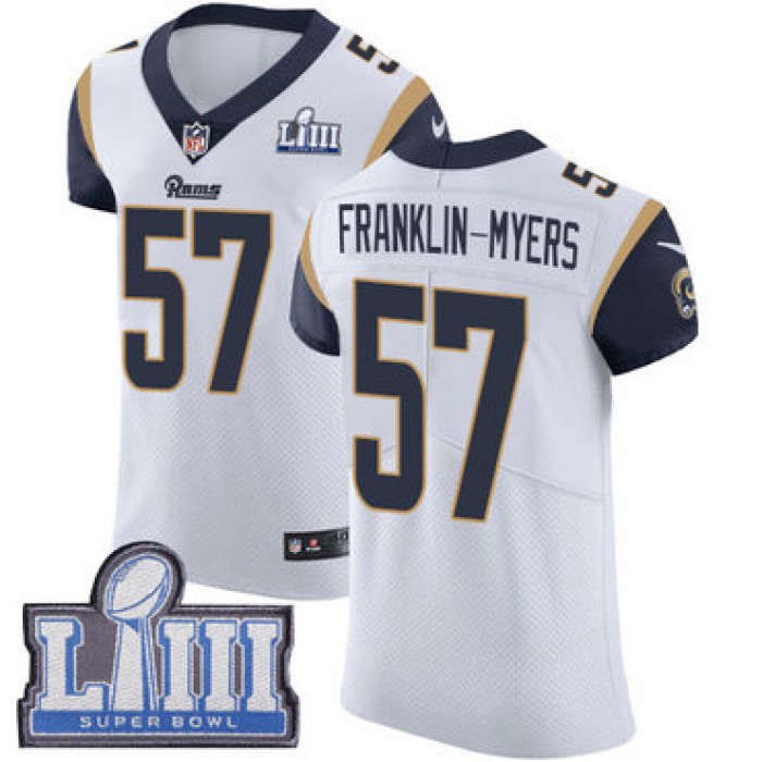 #57 Elite John Franklin-Myers White Nike NFL Road Men's Jersey Los Angeles Rams Vapor Untouchable Super Bowl LIII Bound