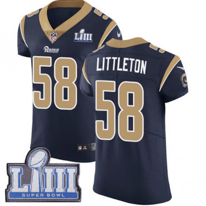 #58 Elite Cory Littleton Navy Blue Nike NFL Home Men's Jersey Los Angeles Rams Vapor Untouchable Super Bowl LIII Bound