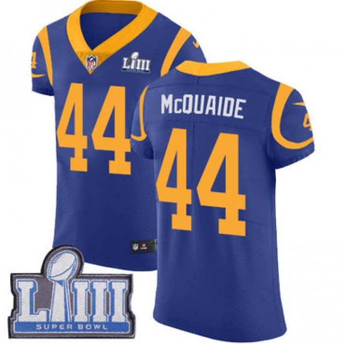 #44 Elite Jacob McQuaide Royal Blue Nike NFL Alternate Men's Jersey Los Angeles Rams Vapor Untouchable Super Bowl LIII Bound