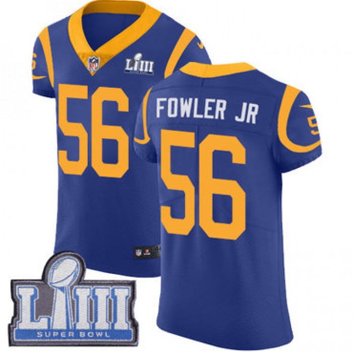 #56 Elite Dante Fowler Jr Royal Blue Nike NFL Alternate Men's Jersey Los Angeles Rams Vapor Untouchable Super Bowl LIII Bound
