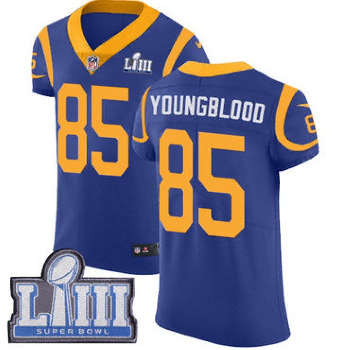 #85 Elite Jack Youngblood Royal Blue Nike NFL Alternate Men's Jersey Los Angeles Rams Vapor Untouchable Super Bowl LIII Bound