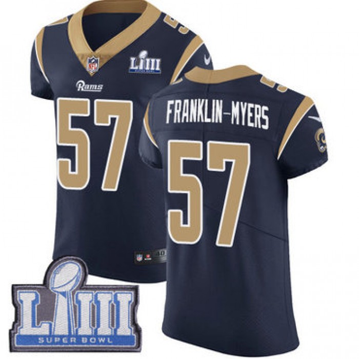 #57 Elite John Franklin-Myers Navy Blue Nike NFL Home Men's Jersey Los Angeles Rams Vapor Untouchable Super Bowl LIII Bound